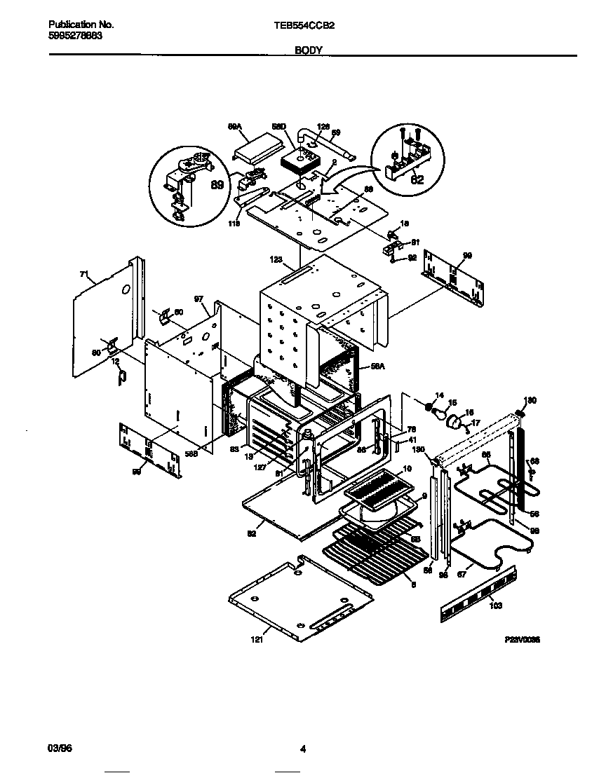 Tappan TEB554CCB2 body diagram