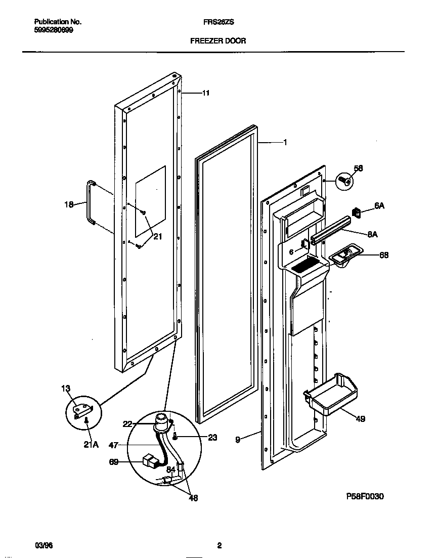 Frigidaire FRS26ZSEB0 freezer door diagram