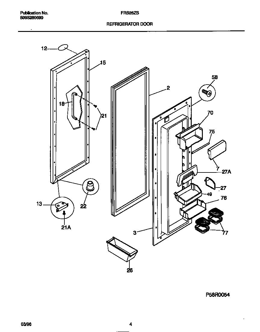 Frigidaire FRS26ZSEB0 refrigerator door diagram