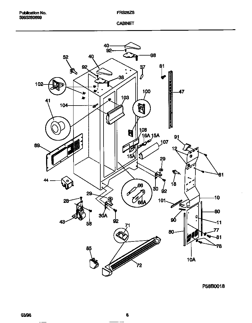 Frigidaire FRS26ZSEB0 cabinet diagram