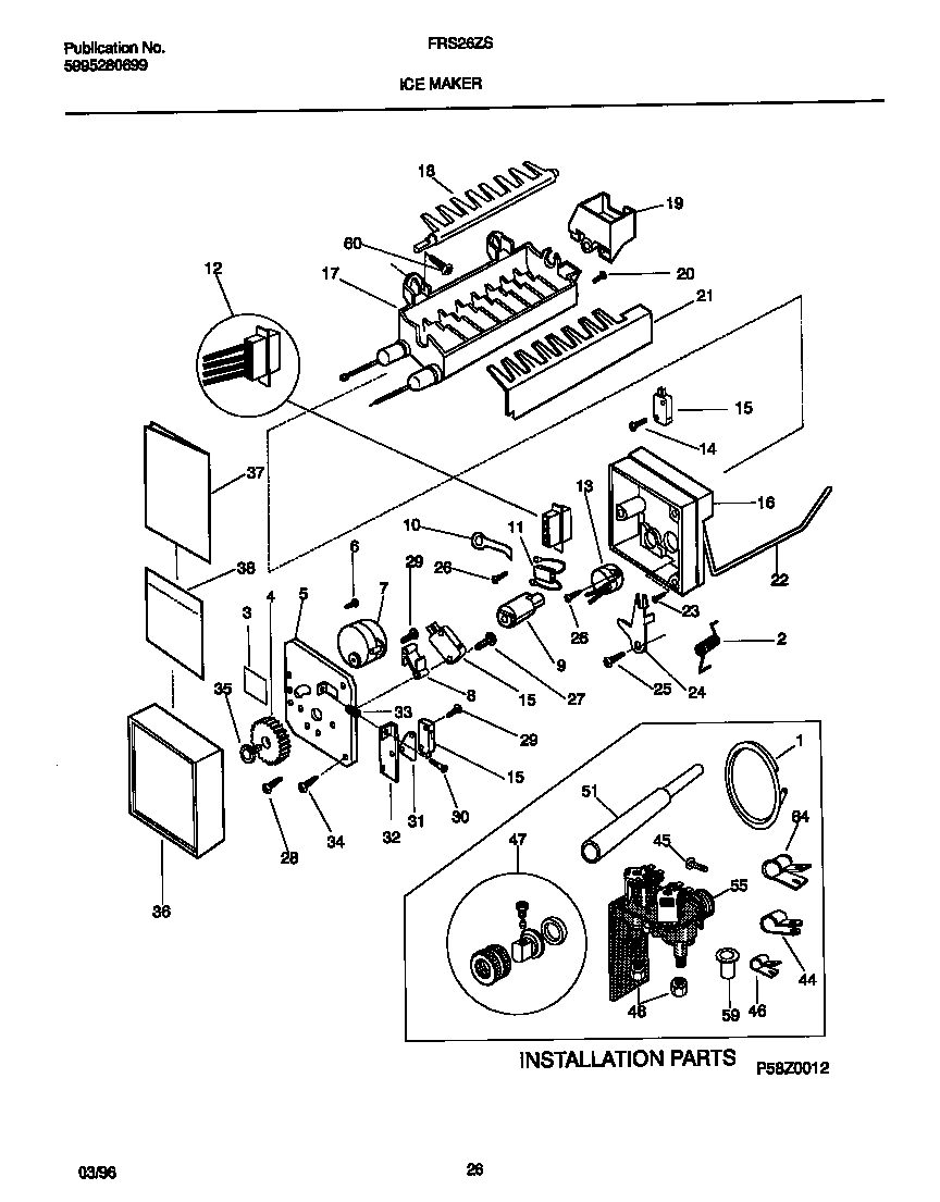 Frigidaire FRS26ZSEB0 ice maker diagram