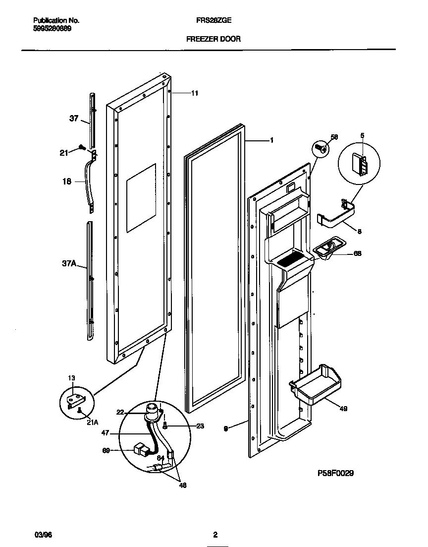 Frigidaire FRS28ZGEB0 freezer door diagram