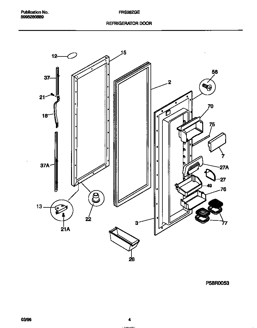 Frigidaire FRS28ZGEB0 refrigerator door diagram