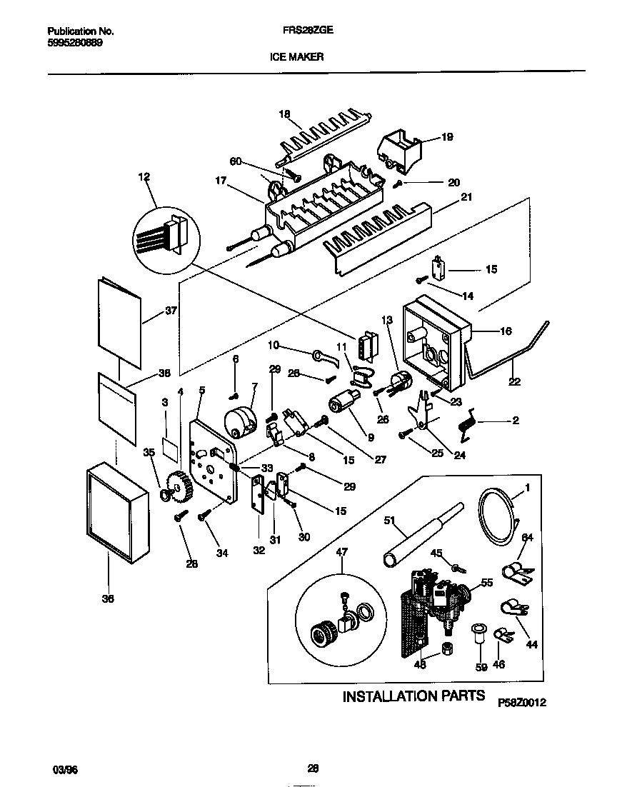 Frigidaire FRS28ZGEB0 ice maker diagram