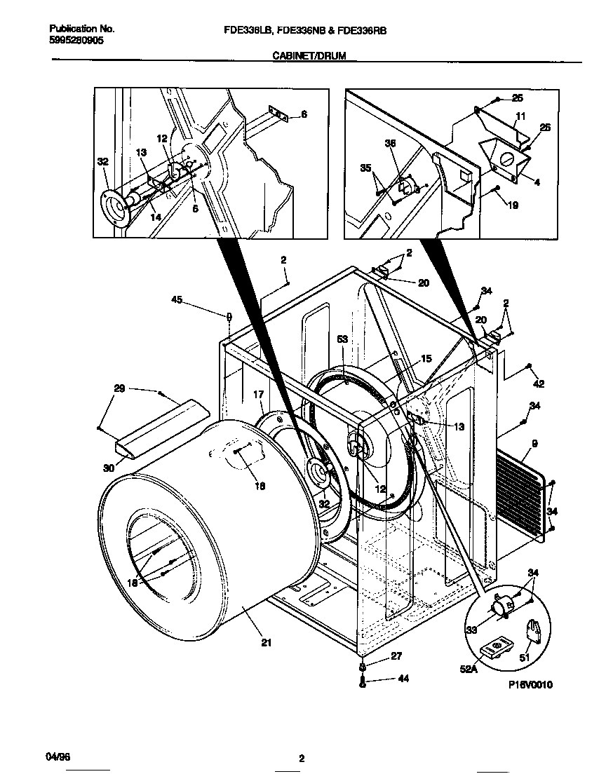 Frigidaire FDE336NBS2 cabinet/drum diagram