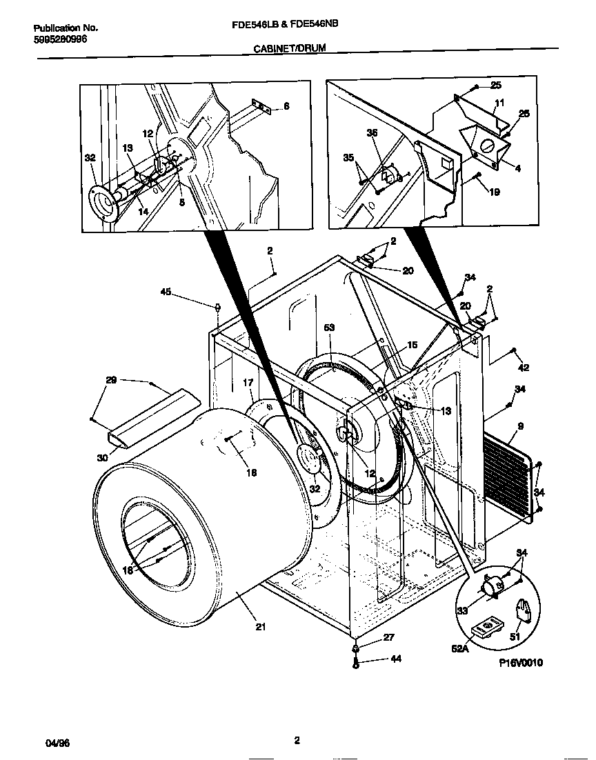 Frigidaire FDE546LBS2 cabinet/drum diagram