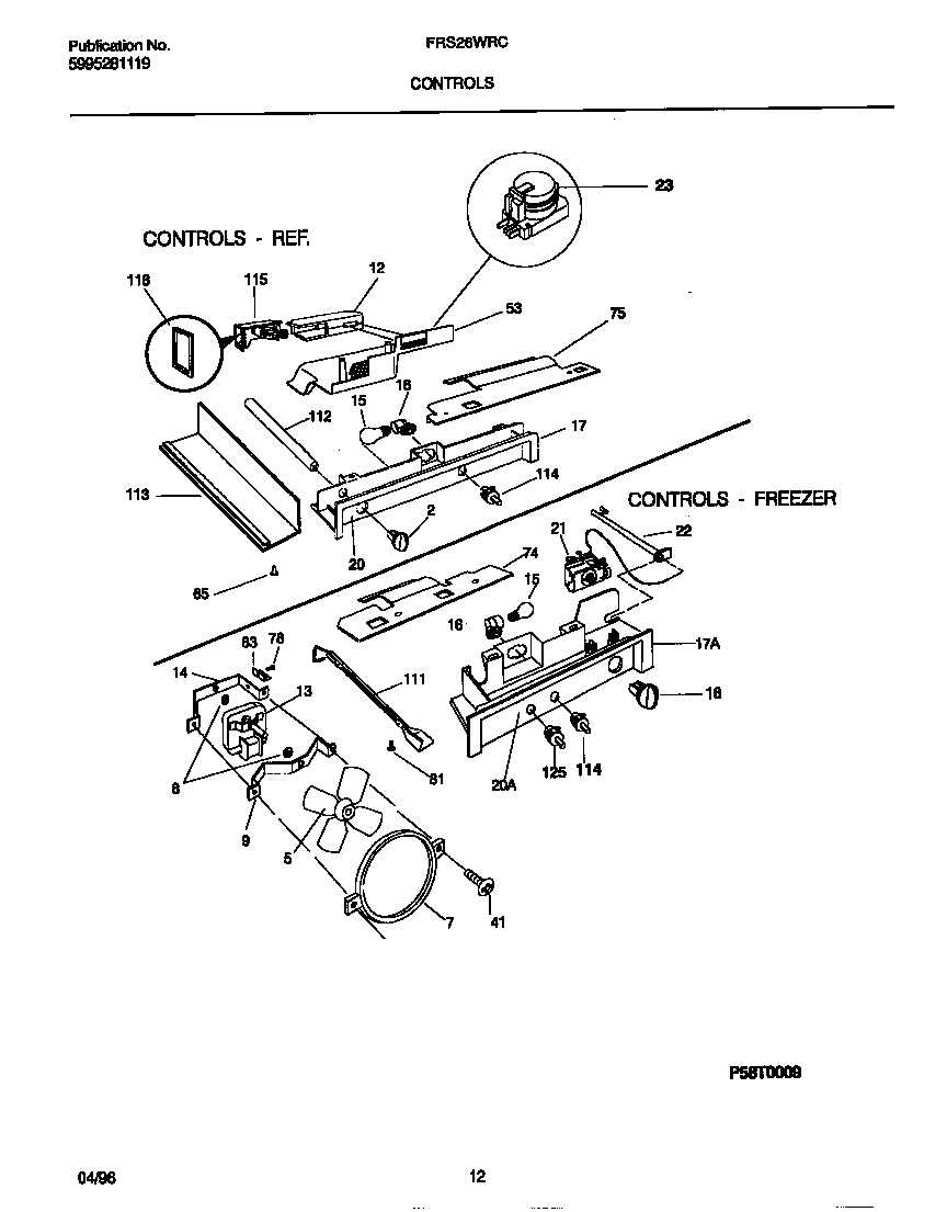 Frigidaire FRS26WRCW2 controls diagram