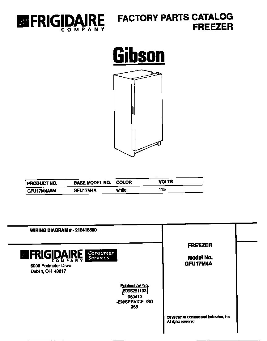 Gibson GFU17M4AW4 cover diagram