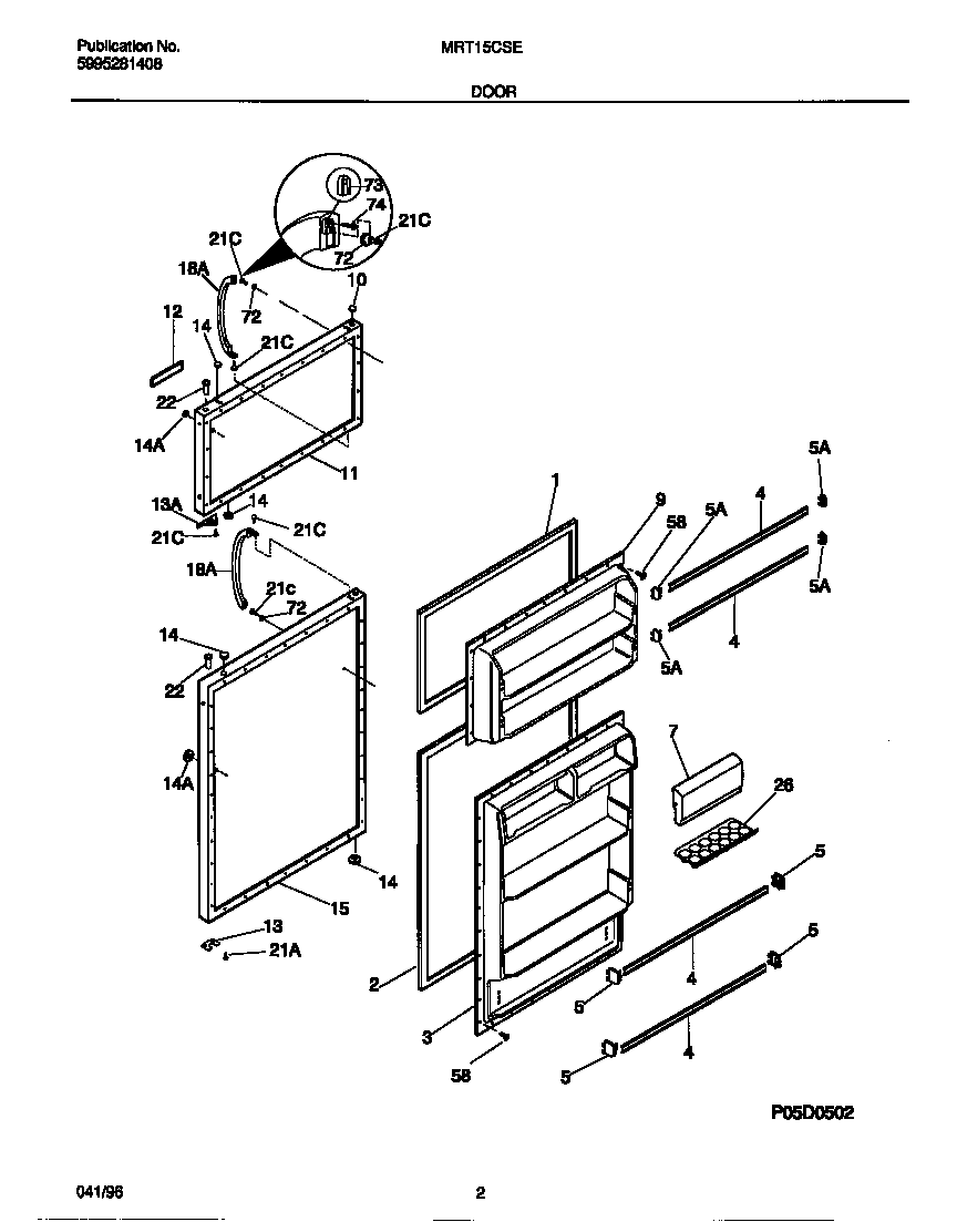 Universal/Multiflex (Frigidaire) MRT15CSEY0 door diagram