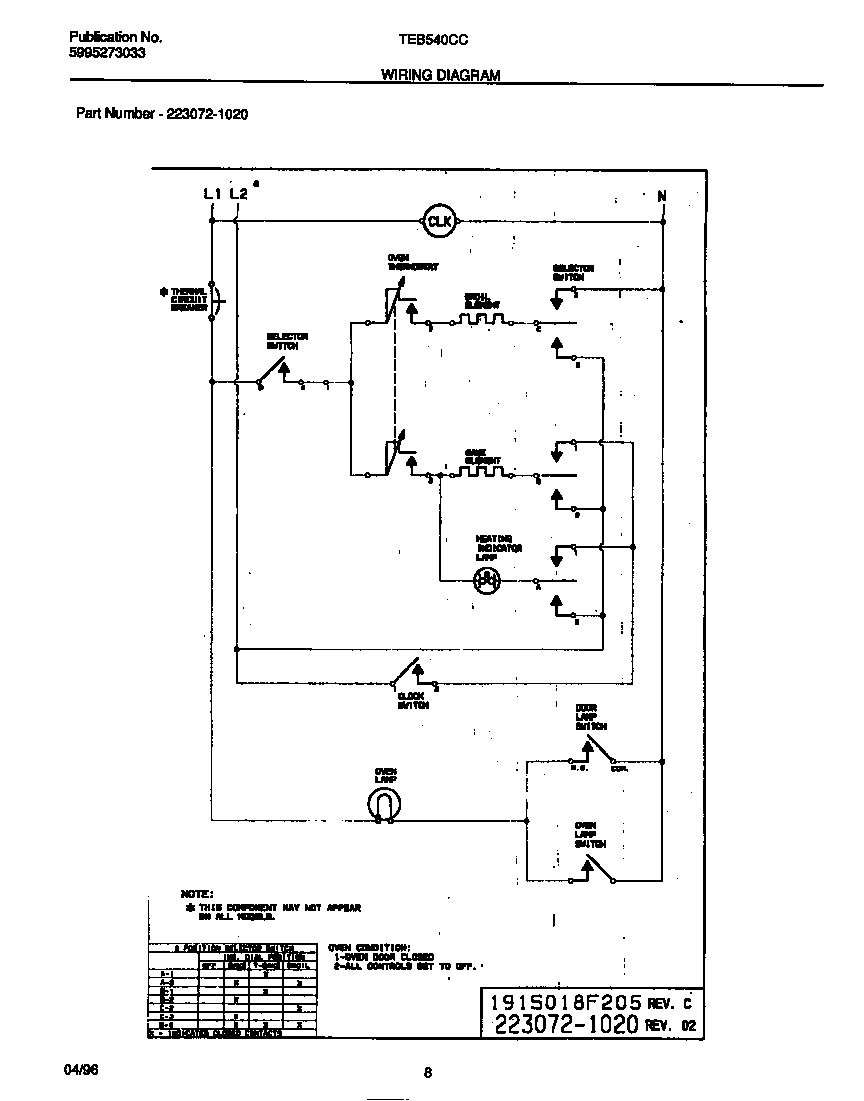 Tappan TEB540CCB1 wiring diagram diagram