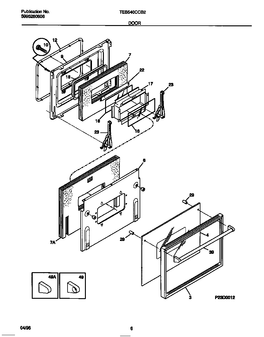 Tappan TEB540CCB2 door diagram