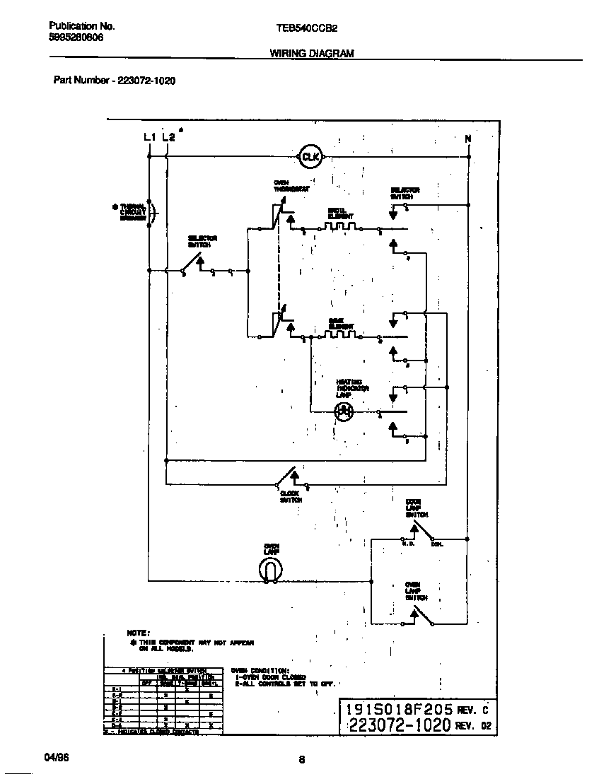 Tappan TEB540CCB2 wiring diagram diagram