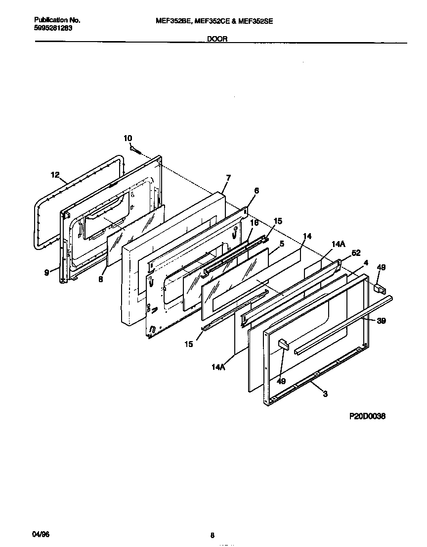 Universal/Multiflex (Frigidaire) MEF352CESA door diagram