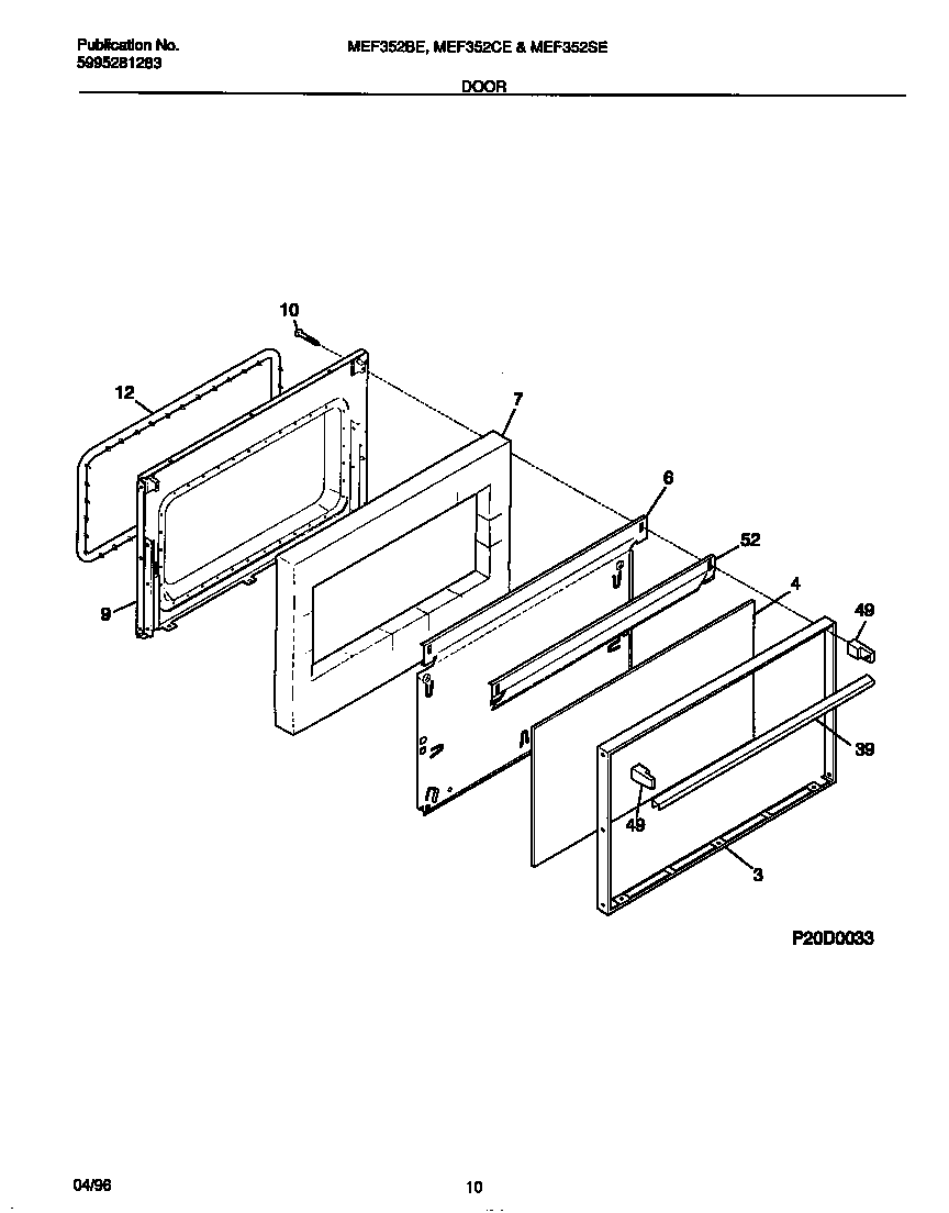 Universal/Multiflex (Frigidaire) MEF352CESA door diagram