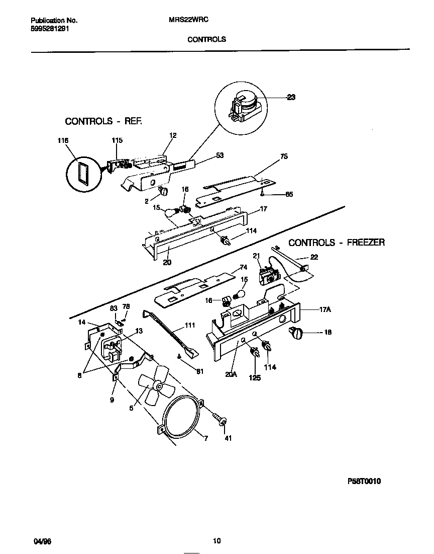 Universal/Multiflex (Frigidaire) MRS22WRCD2 controls diagram