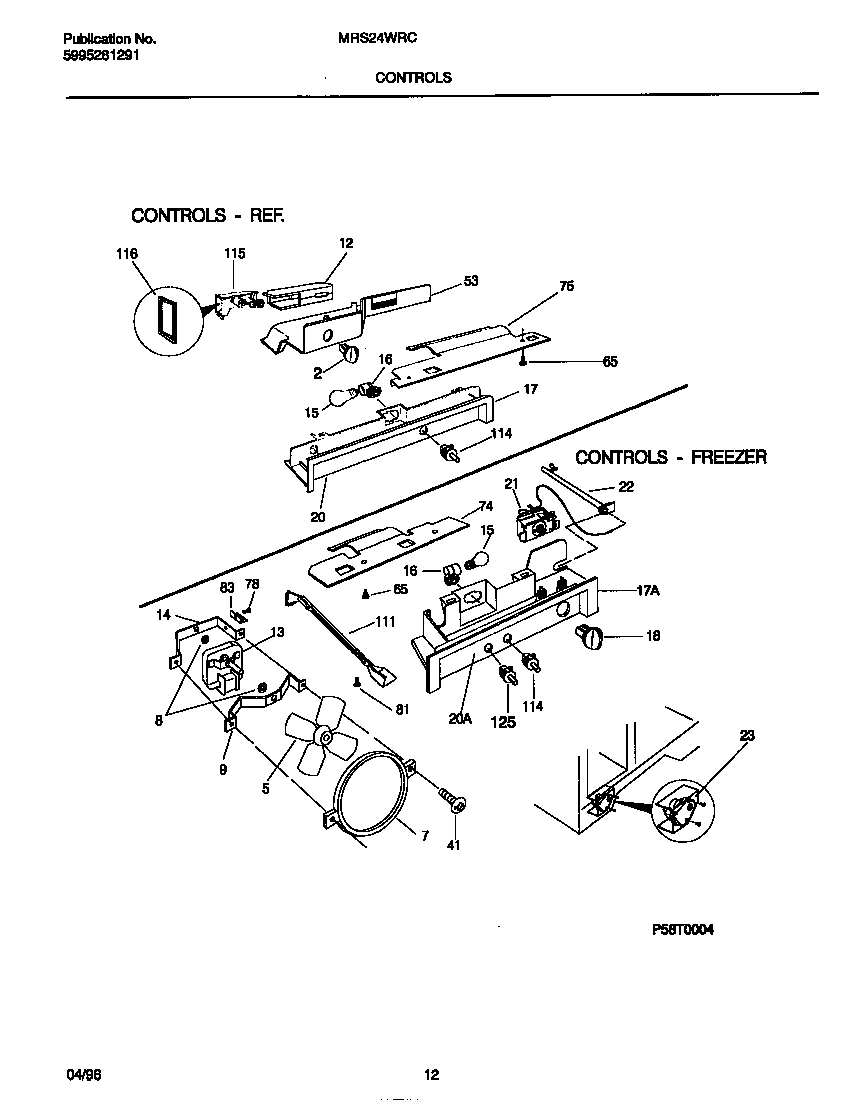 Universal/Multiflex (Frigidaire) MRS22WRCD2 controls diagram