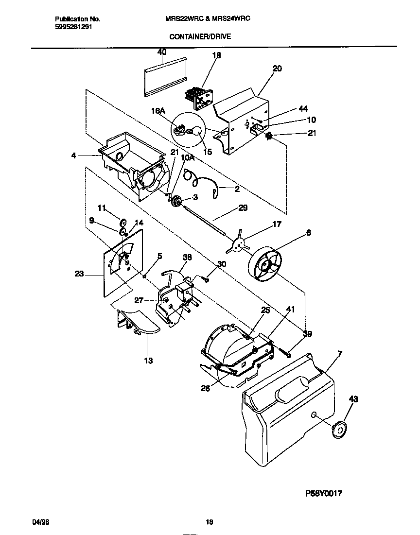 Universal/Multiflex (Frigidaire) MRS22WRCD2 container/drive diagram