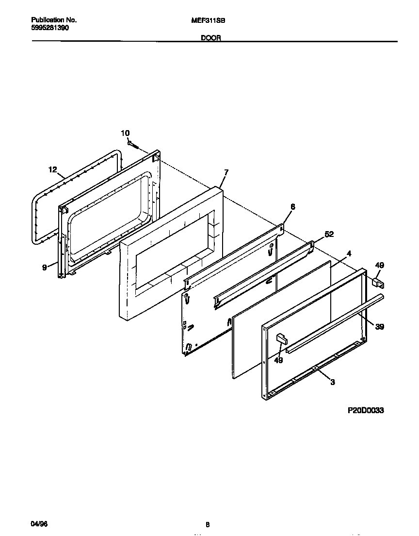 Universal/Multiflex (Frigidaire) MEF311SBWE door diagram