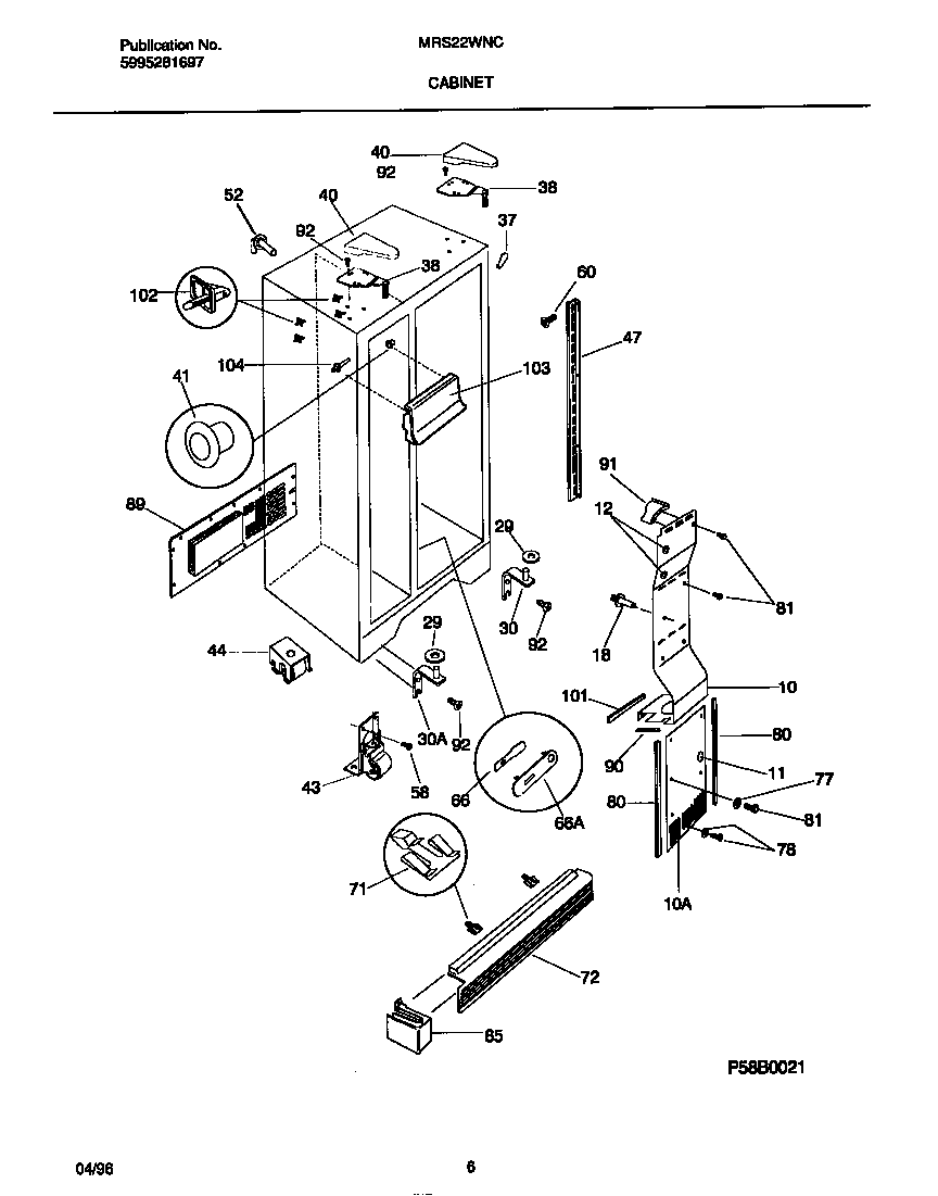 Universal/Multiflex (Frigidaire) MRS22WNCD2 cabinet diagram