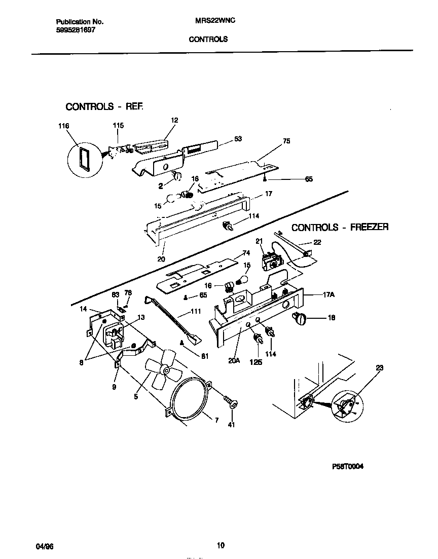 Universal/Multiflex (Frigidaire) MRS22WNCD2 controls diagram