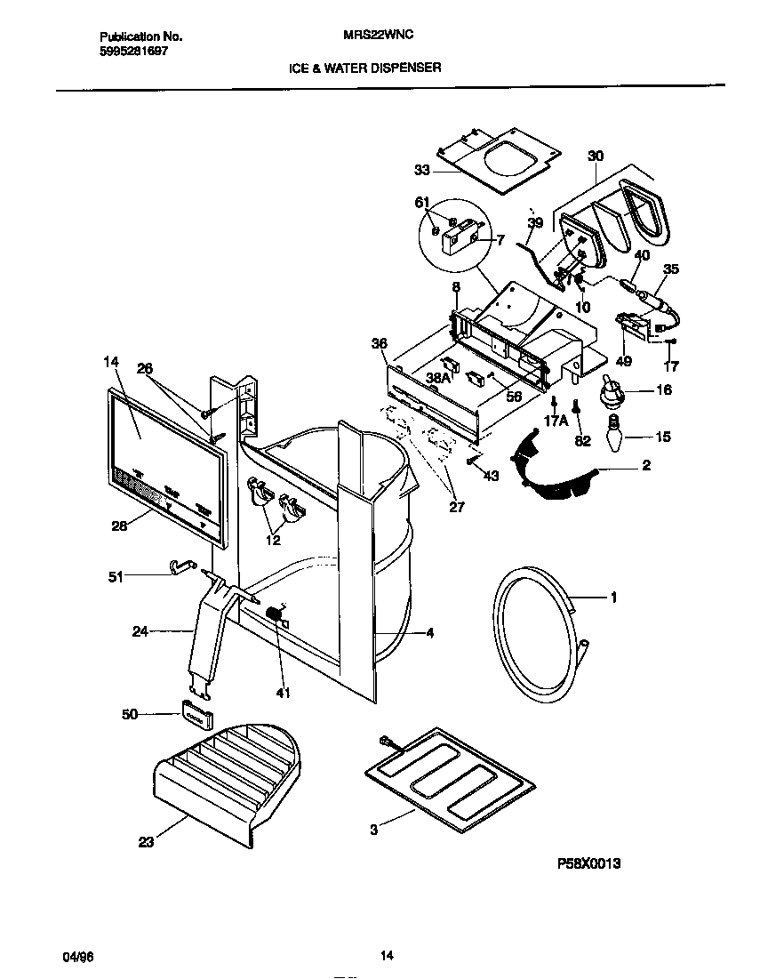 Universal/Multiflex (Frigidaire) MRS22WNCD2 ice & water dispenser diagram