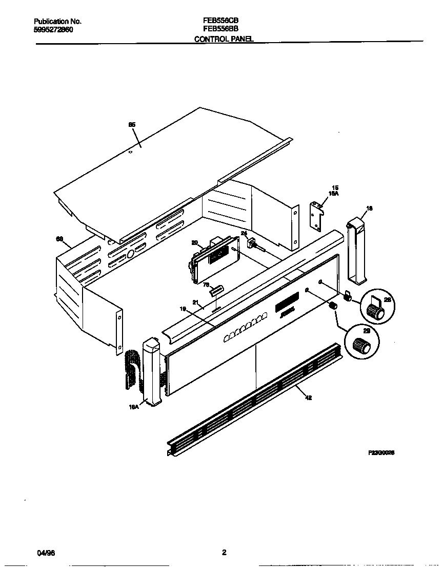 Frigidaire FEB556BBBB control panel diagram