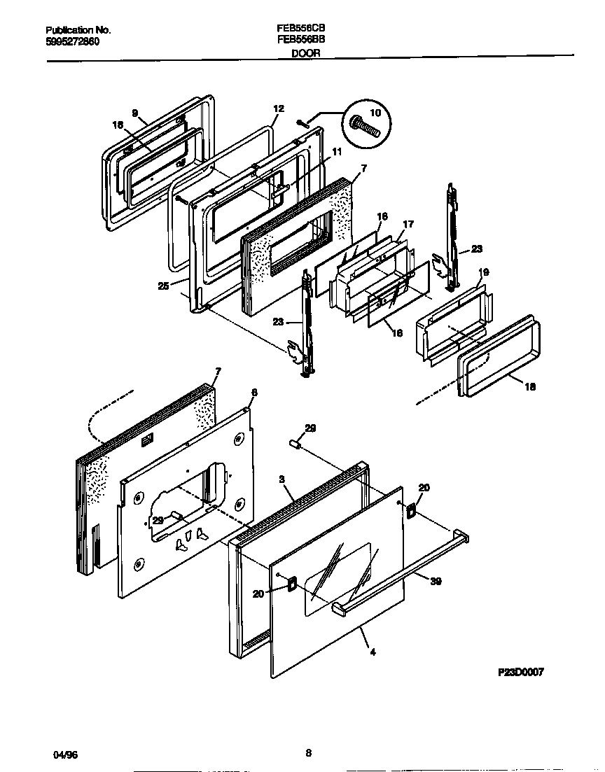 Frigidaire FEB556BBBB door diagram