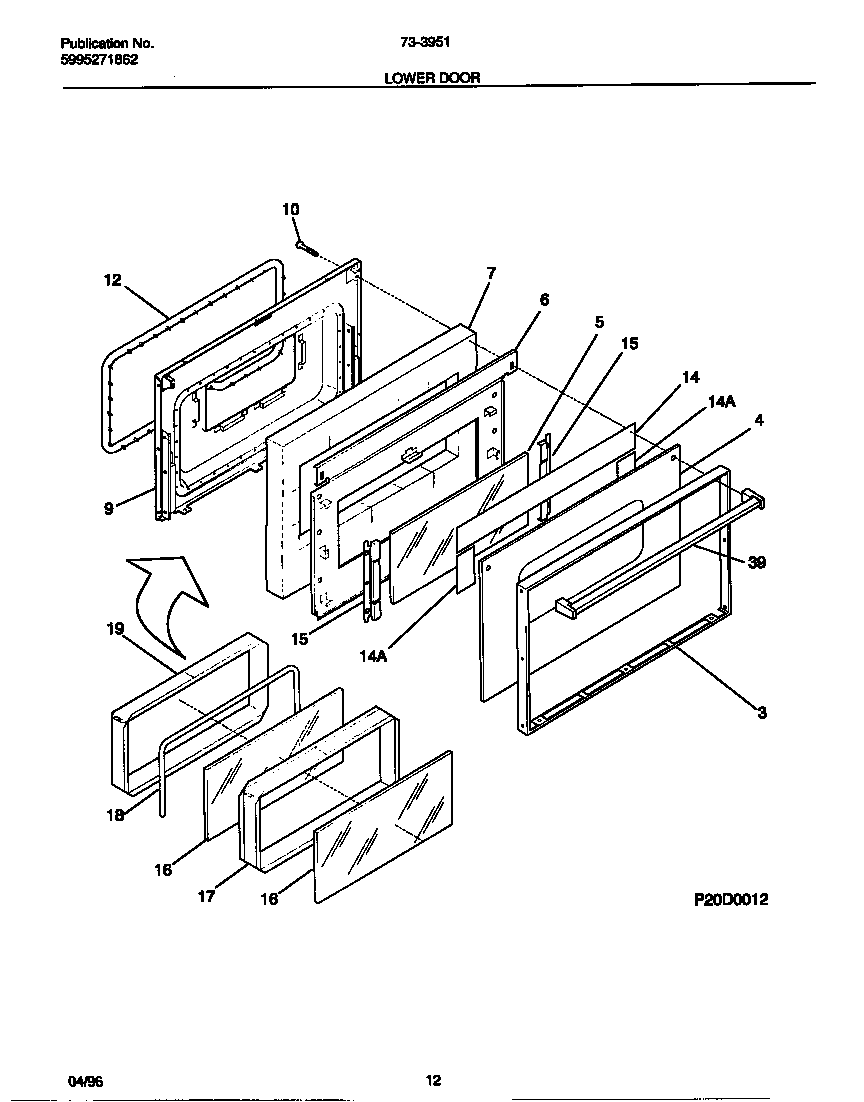 Tappan 73-3951-23-04 lower door diagram
