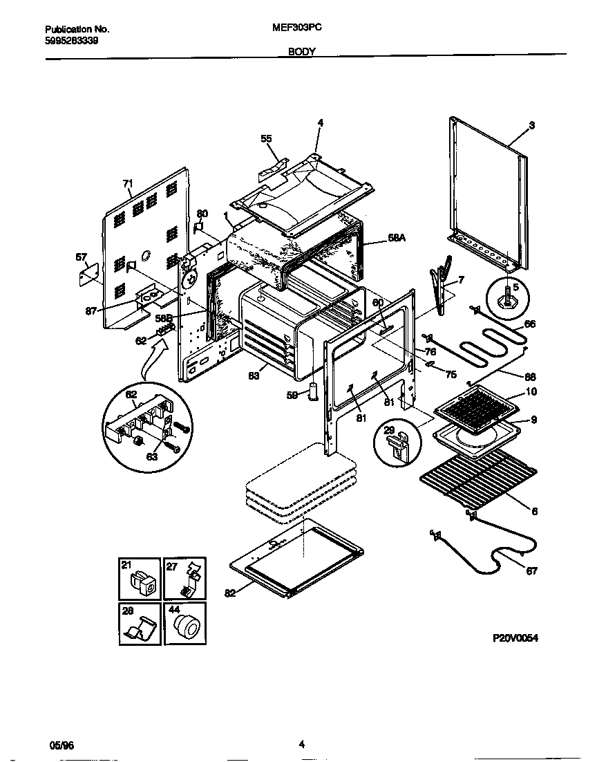 Universal/Multiflex (Frigidaire) MEF303PCDE body diagram