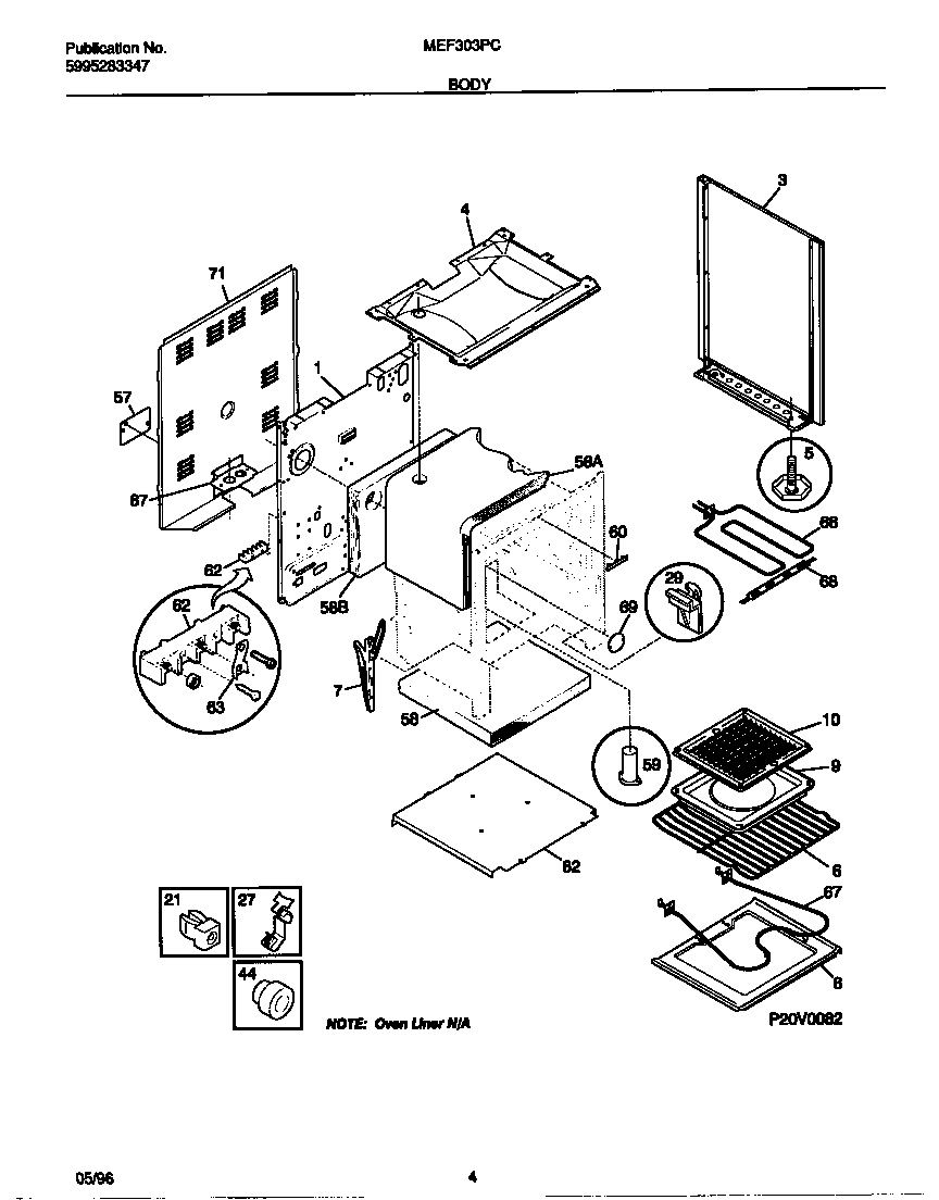 Universal/Multiflex (Frigidaire) MEF303PCDF body diagram