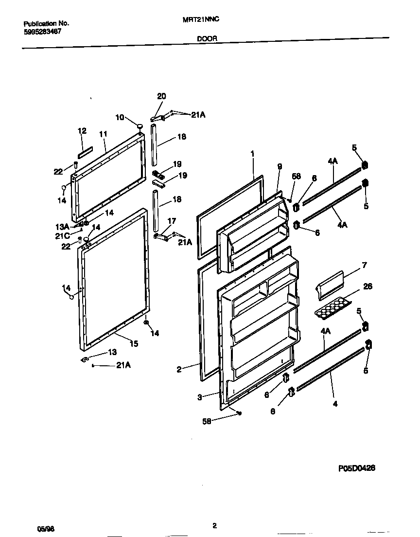 Universal/Multiflex (Frigidaire) MRT21NNCW2 door diagram
