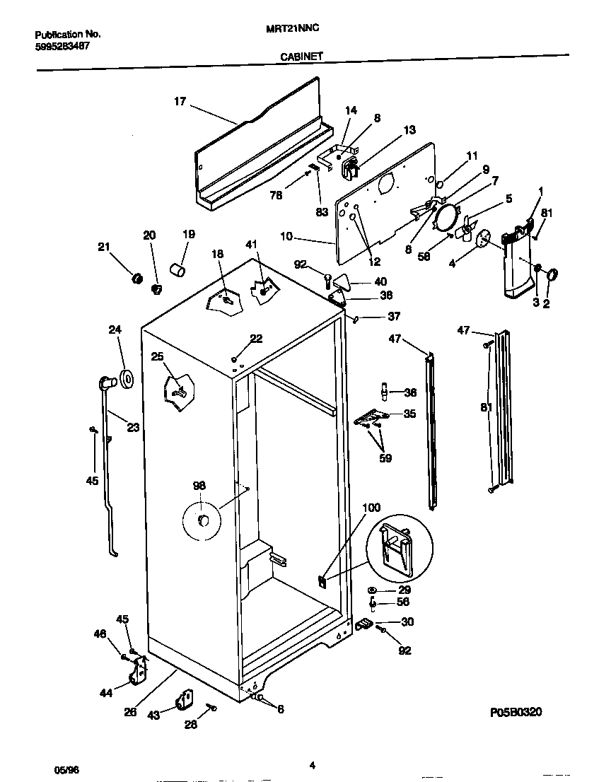 Universal/Multiflex (Frigidaire) MRT21NNCW2 cabinet diagram