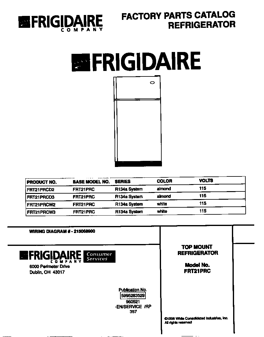 Frigidaire FRT21PRCD2 cover diagram