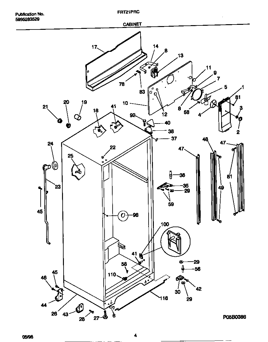 Frigidaire FRT21PRCD2 cabinet diagram