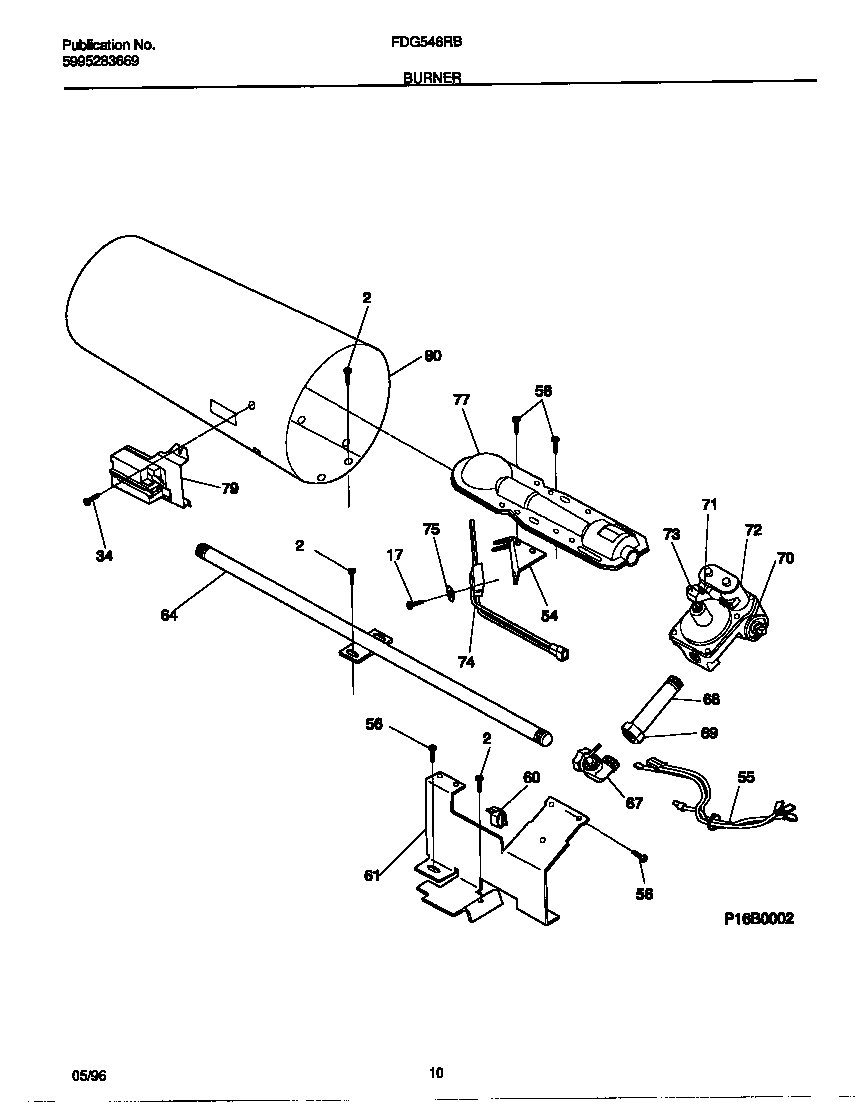 Frigidaire FDG546NBS2 burner diagram