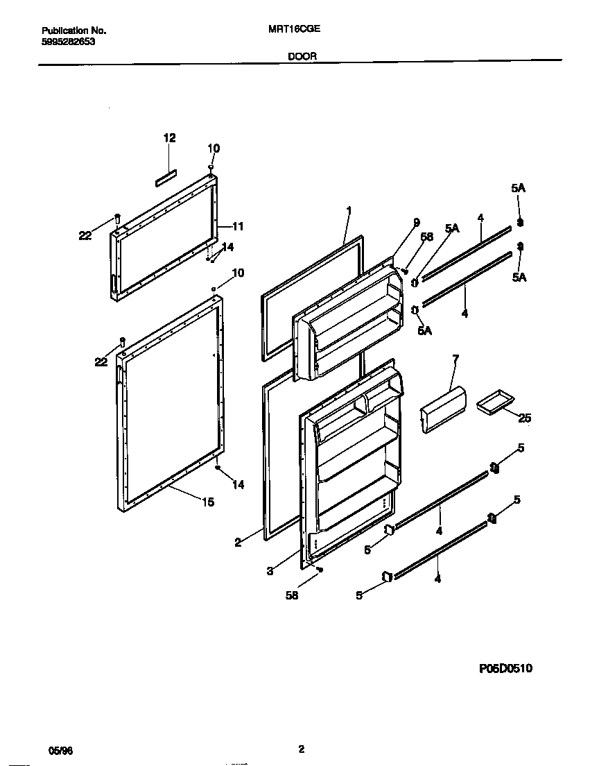 Universal/Multiflex (Frigidaire) MRT16CGED0 door diagram