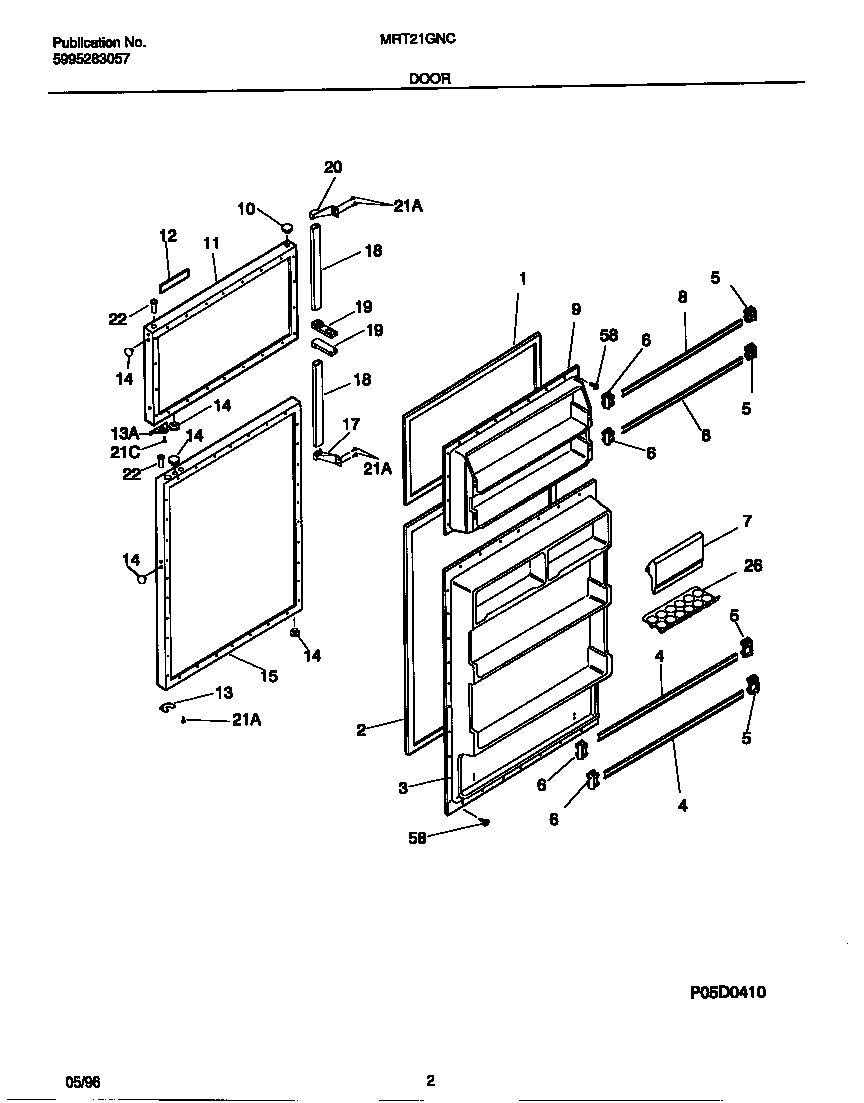 Universal/Multiflex (Frigidaire) MRT21GNCD2 door diagram