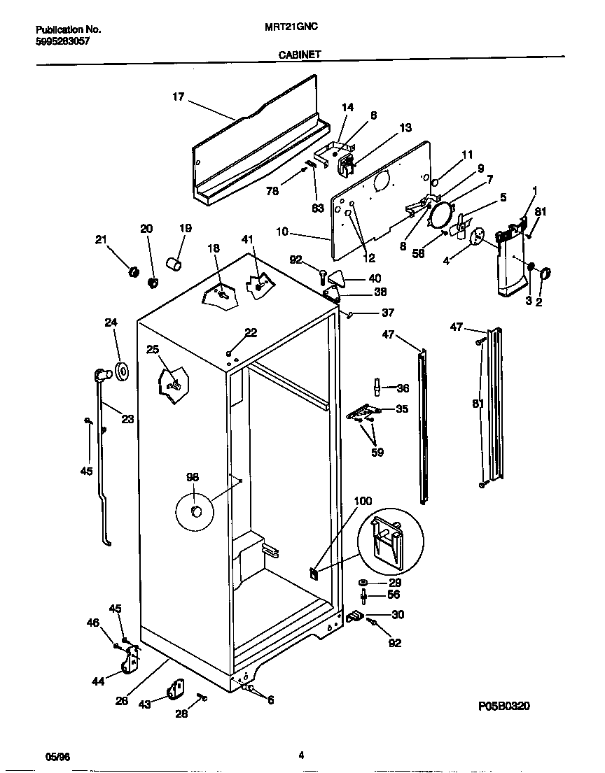 Universal/Multiflex (Frigidaire) MRT21GNCD2 cabinet diagram