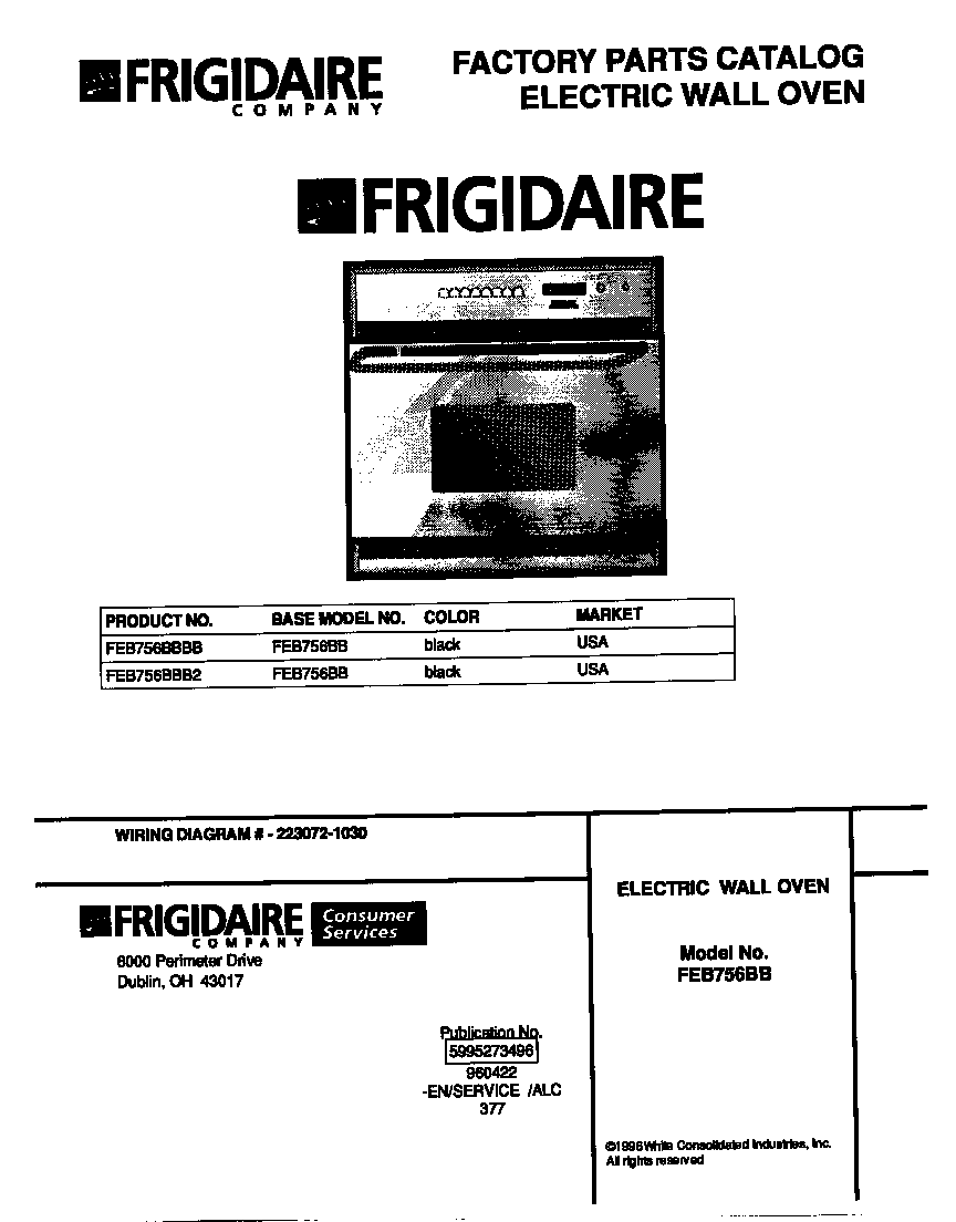 Frigidaire FEB756BBBB cover diagram