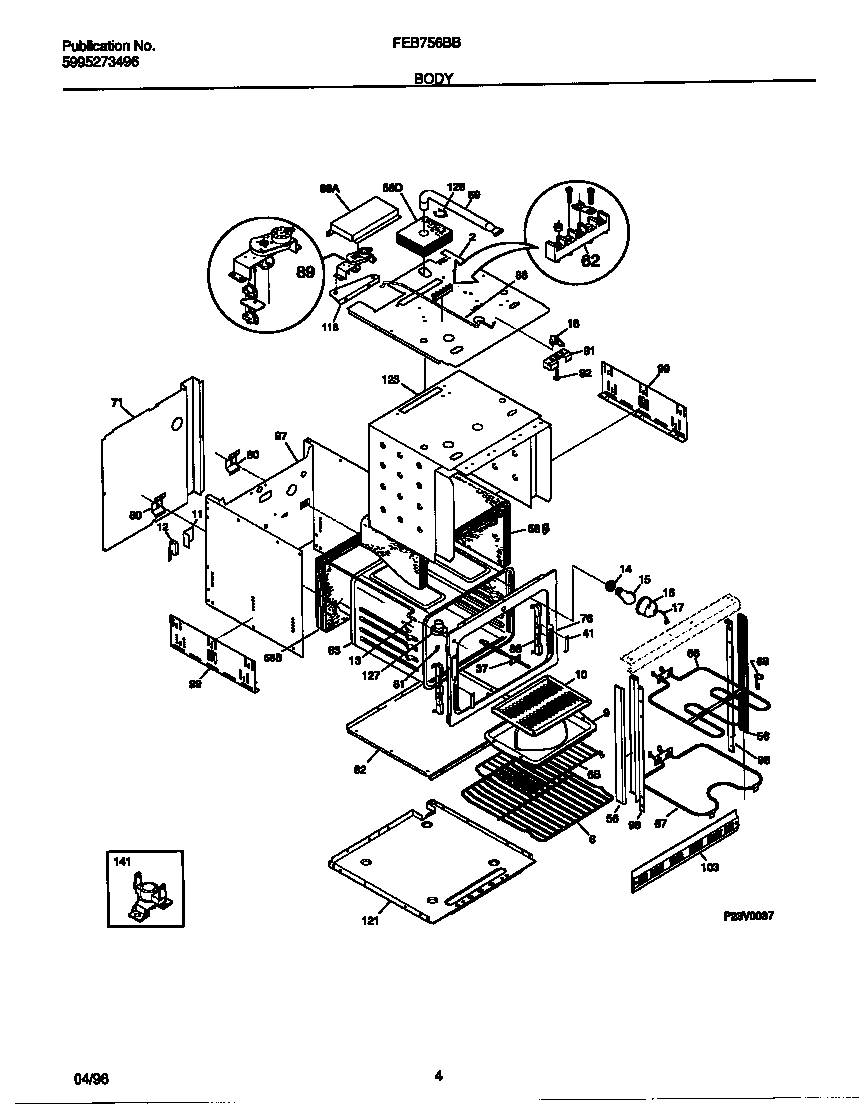 Frigidaire FEB756BBBB body diagram