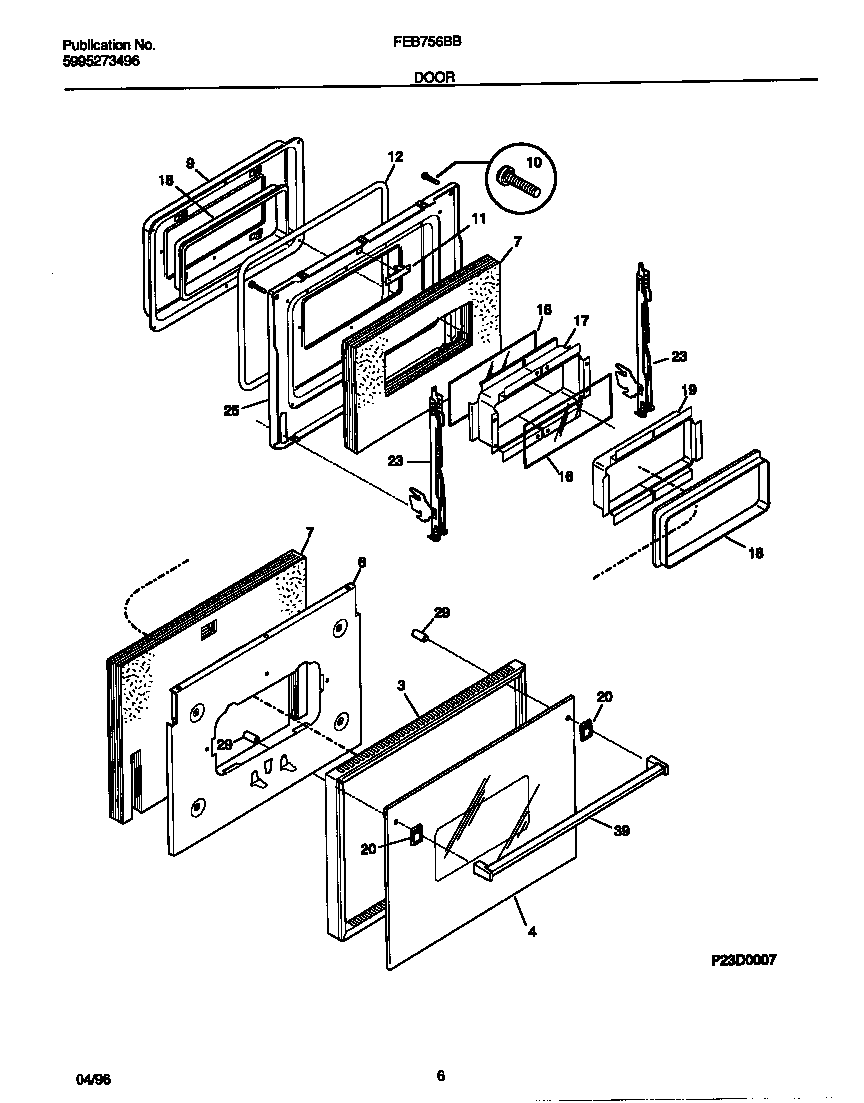 Frigidaire FEB756BBBB door diagram