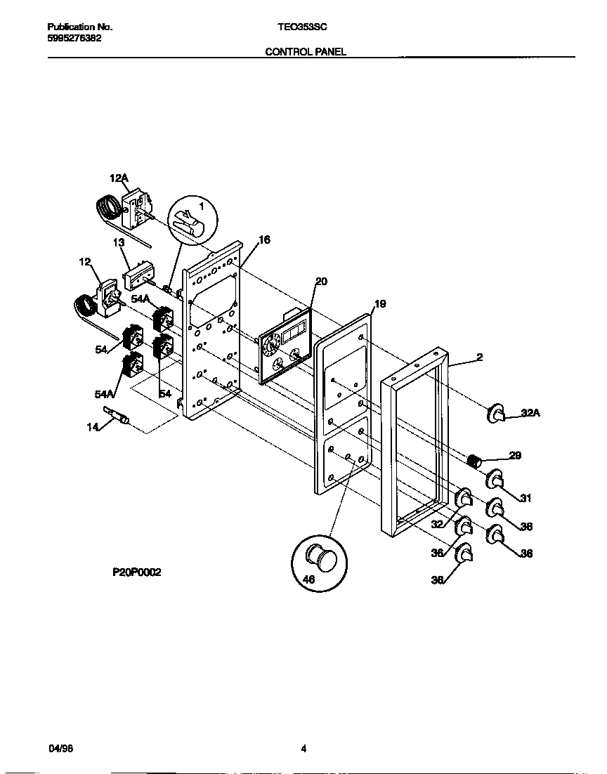 Tappan TEO353SCDA control panel diagram