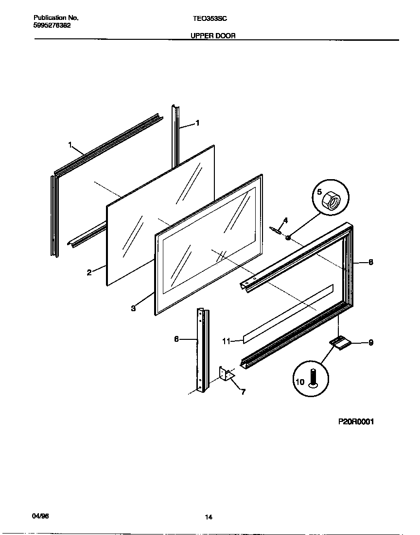 Tappan TEO353SCDA upper door diagram