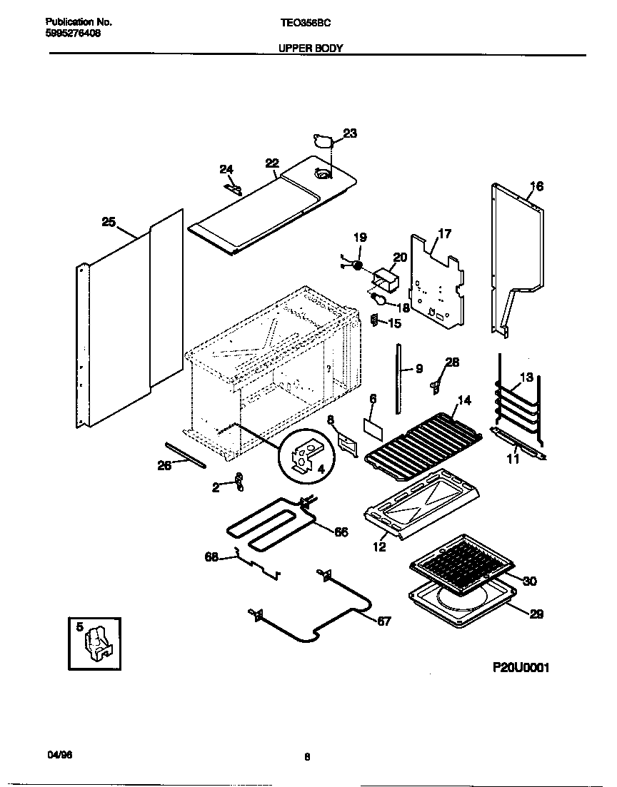 Tappan TEO356BCDA upper body diagram