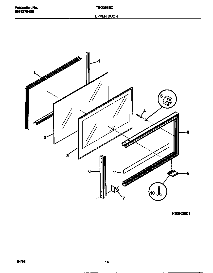 Tappan TEO356BCDA upper door diagram