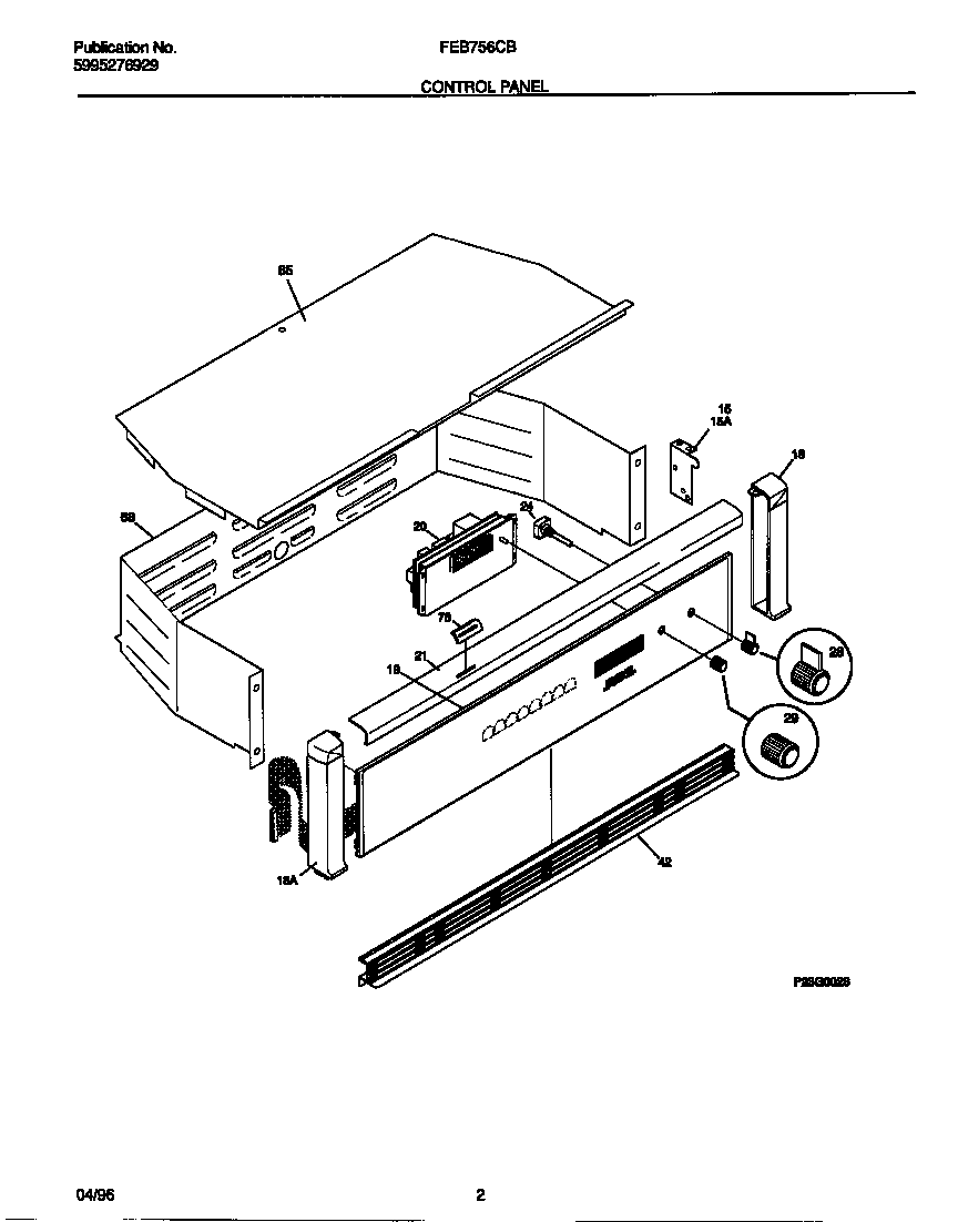 Frigidaire FEB756CBTB control panel diagram