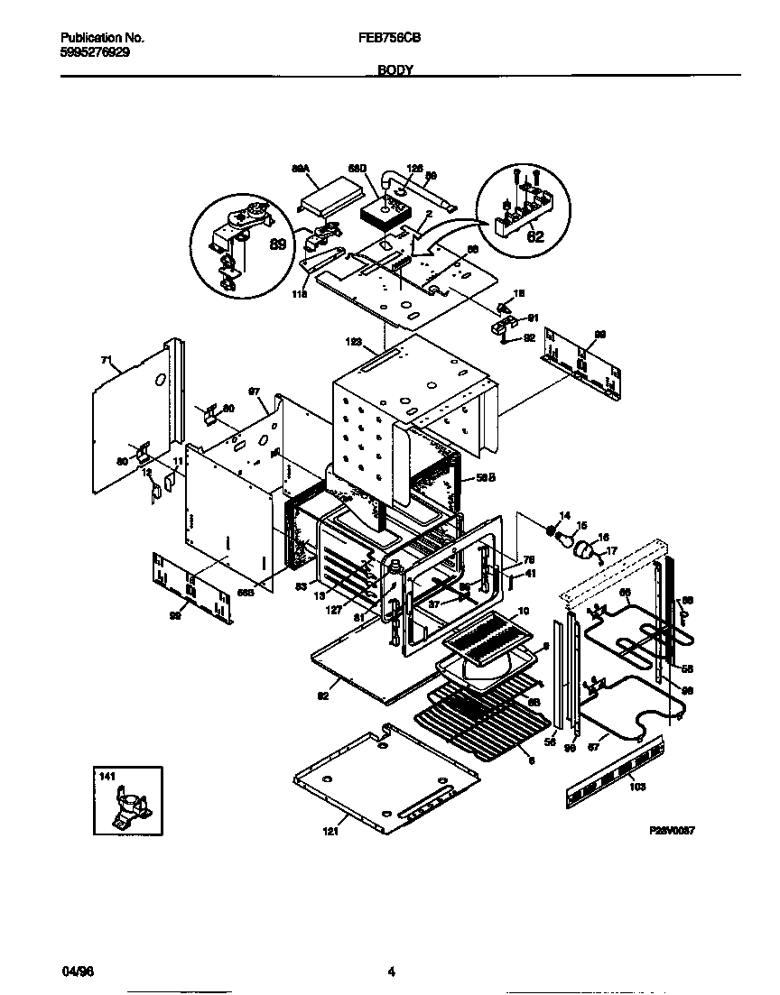 Frigidaire FEB756CBTB body diagram