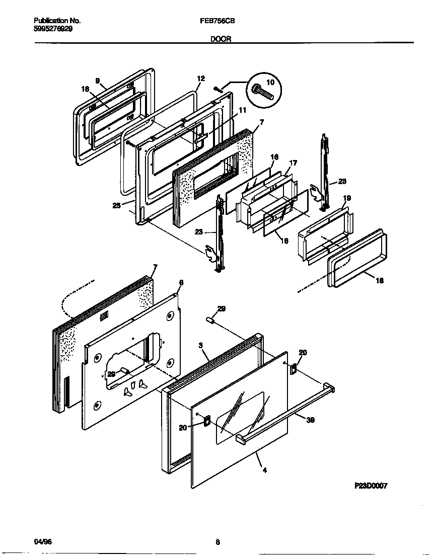 Frigidaire FEB756CBTB door diagram