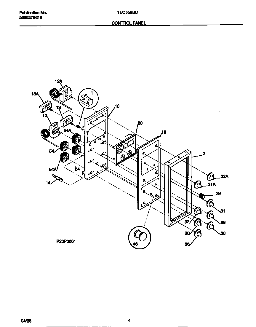 Tappan TEO356BCDC control panel diagram