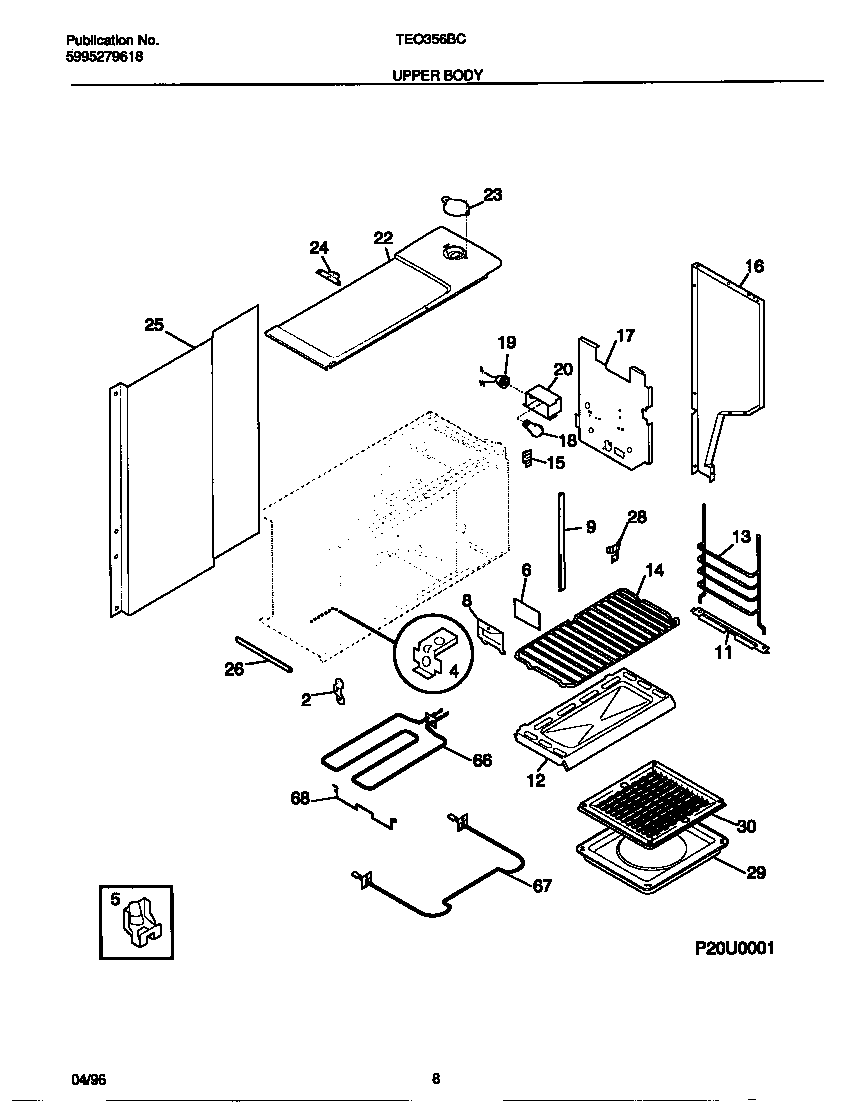 Tappan TEO356BCDC upper body diagram